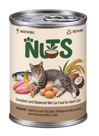 Generic Nuts cat-food can — packaging concept shared across cat recipes